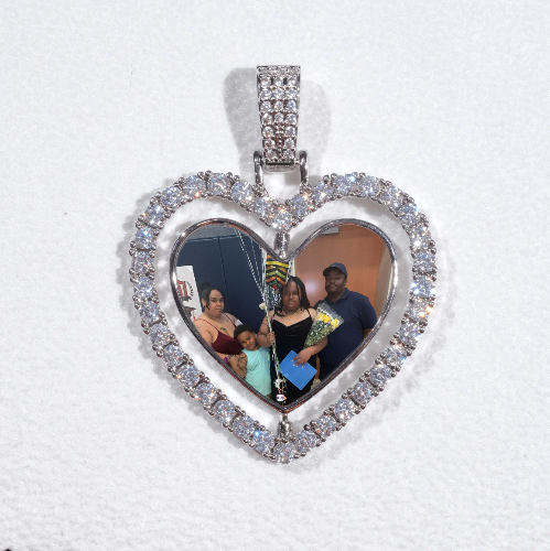 3D Spinning 2-Faced Heart Custom Picture Pendant
