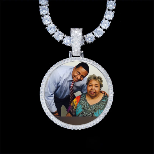 925S & VVS Moissanite 3D Circle Custom Picture Pendant