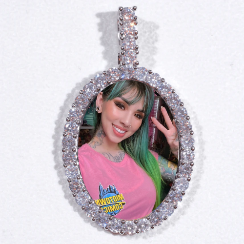 Large 3D Oval Custom Picture Pendant
