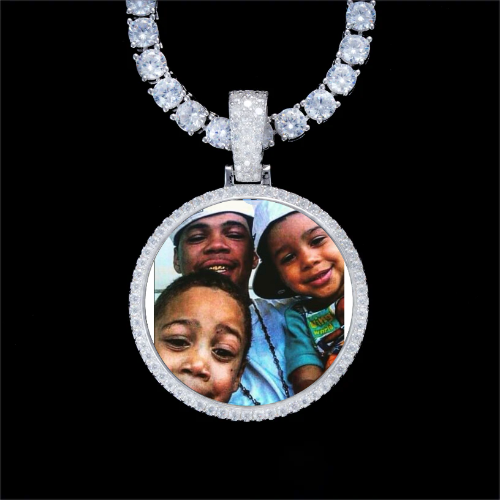 925S & VVS Moissanite 3D Circle Custom Picture Pendant