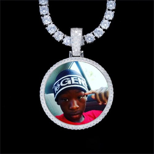 925S & VVS Moissanite 3D Circle Custom Picture Pendant