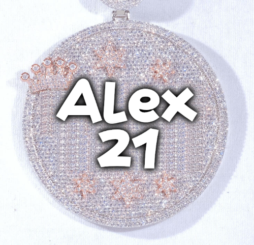 CUSTOM LETTER NECKLACE 3D BIG CROWN DISC