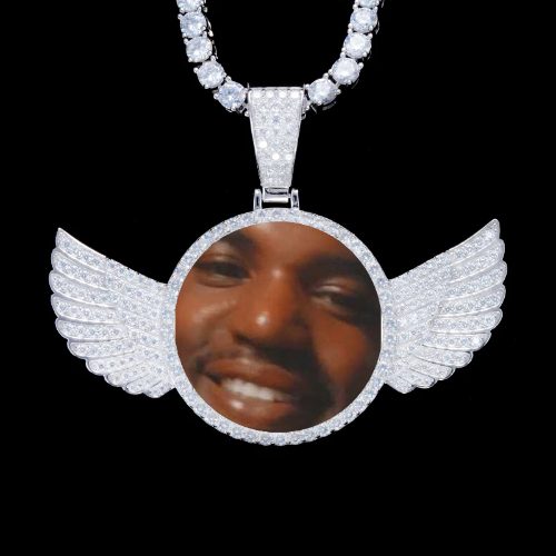 925S & VVS Moissanite 3D Wing Custom Picture Pendant
