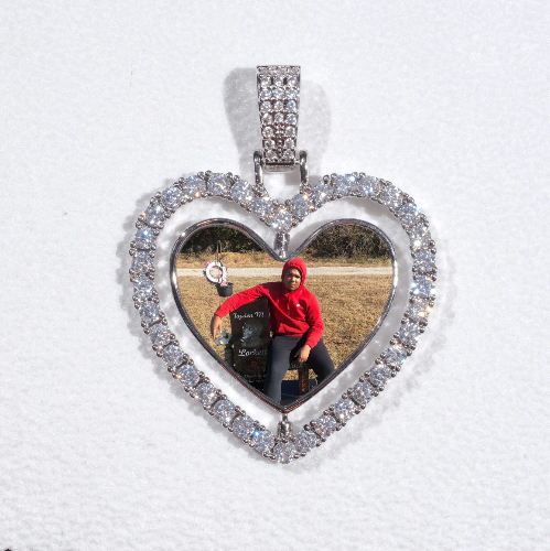 3D Spinning 2-Faced Heart Custom Picture Pendant