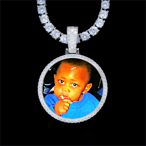 925S & VVS Moissanite 3D Circle Custom Picture Pendant