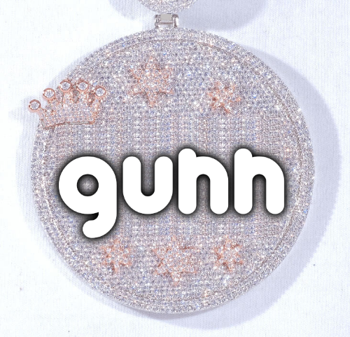 CUSTOM LETTER NECKLACE 3D BIG CROWN DISC