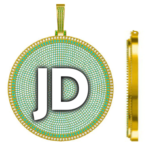 CUSTOM LETTER NECKLACE 3D BIG DISC
