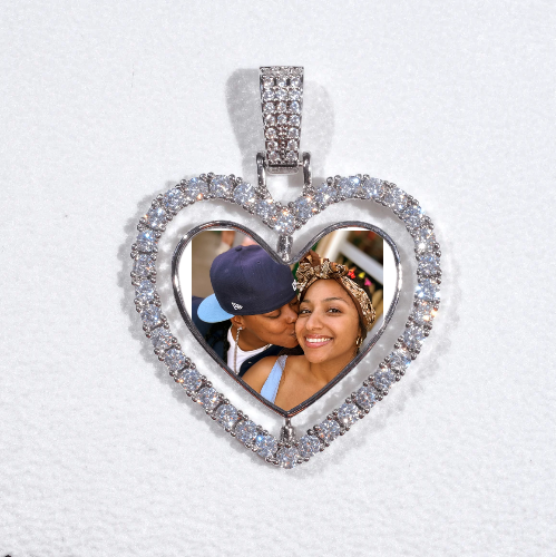 3D Spinning 2-Faced Heart Custom Picture Pendant
