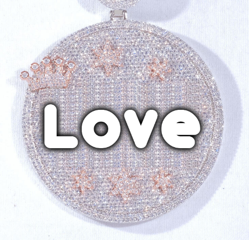CUSTOM LETTER NECKLACE 3D BIG CROWN DISC