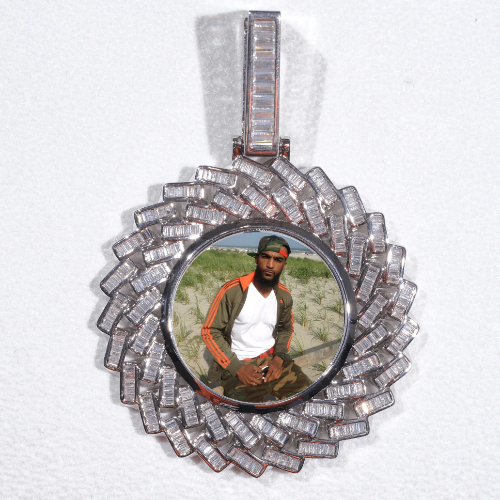 Large 3D Baguette Custom Picture Pendant