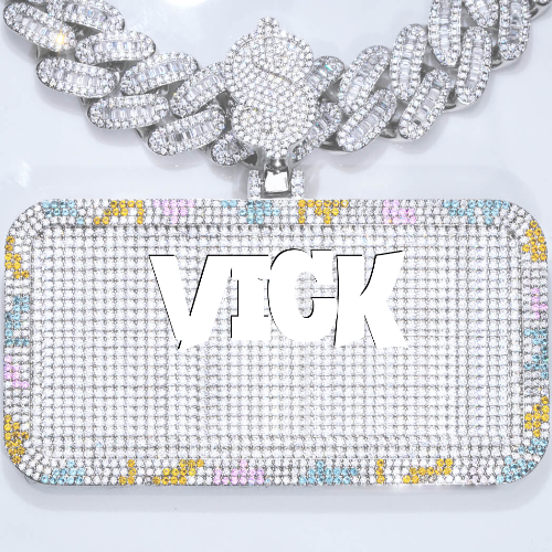 CUSTOM LETTER NECKLACE 3D COLORFUL SQUARE
