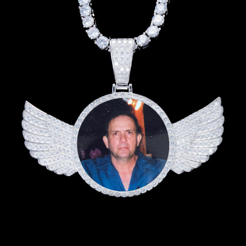 925S & VVS Moissanite 3D Wing Custom Picture Pendant