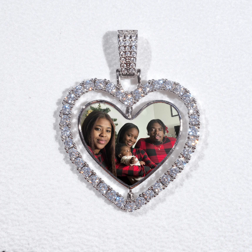3D Spinning 2-Faced Heart Custom Picture Pendant