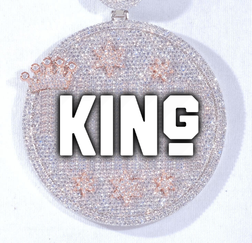 CUSTOM LETTER NECKLACE 3D BIG CROWN DISC