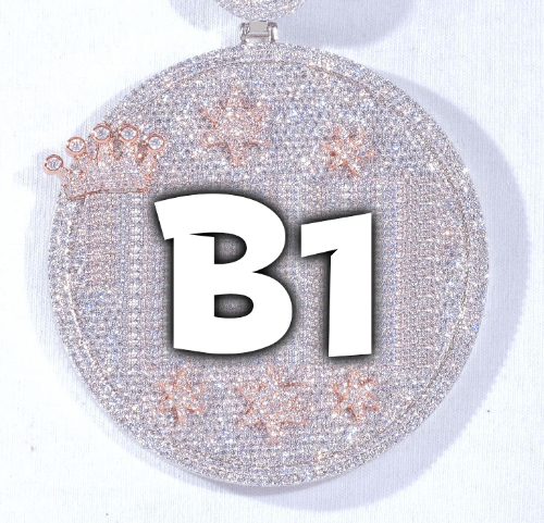 CUSTOM LETTER NECKLACE 3D BIG CROWN DISC