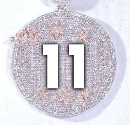CUSTOM LETTER NECKLACE 3D BIG CROWN DISC