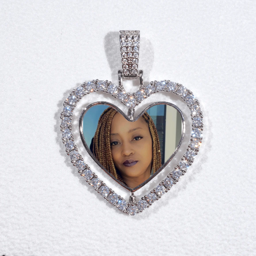 3D Spinning 2-Faced Heart Custom Picture Pendant