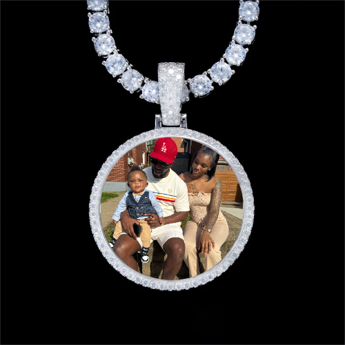 925S & VVS Moissanite 3D Circle Custom Picture Pendant
