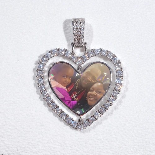 3D Spinning 2-Faced Heart Custom Picture Pendant