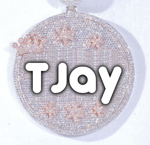 CUSTOM LETTER NECKLACE 3D BIG CROWN DISC
