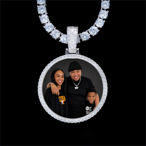 925S & VVS Moissanite 3D Circle Custom Picture Pendant