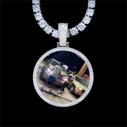 925S & VVS Moissanite 3D Circle Custom Picture Pendant