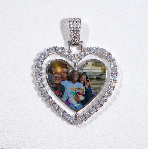 3D Spinning 2-Faced Heart Custom Picture Pendant