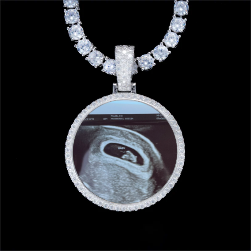 925S & VVS Moissanite 3D Circle Custom Picture Pendant
