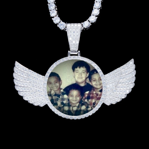 925S & VVS Moissanite 3D Wing Custom Picture Pendant
