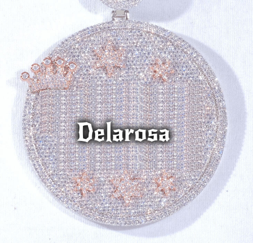 CUSTOM LETTER NECKLACE 3D BIG CROWN DISC