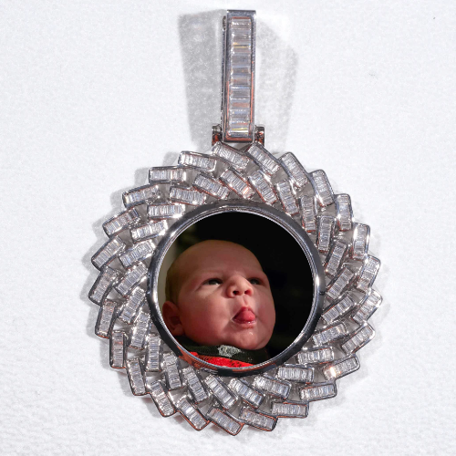 Large 3D Baguette Custom Picture Pendant