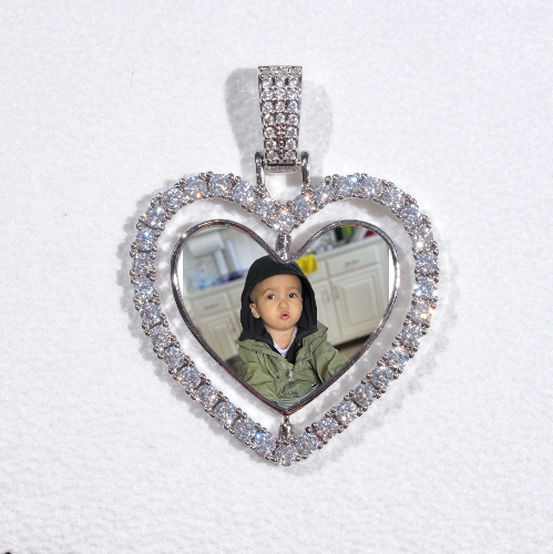 3D Spinning 2-Faced Heart Custom Picture Pendant