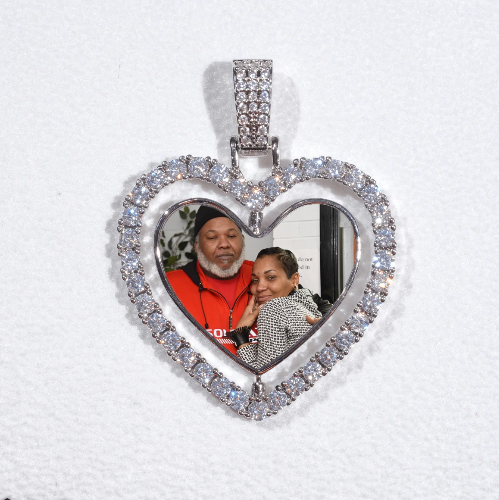 3D Spinning 2-Faced Heart Custom Picture Pendant