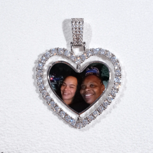 3D Spinning 2-Faced Heart Custom Picture Pendant