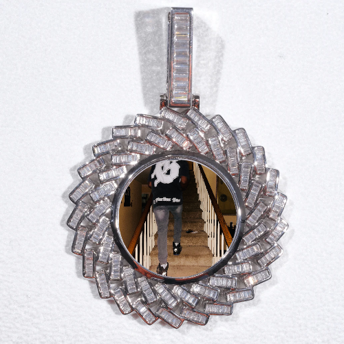 Large 3D Baguette Custom Picture Pendant