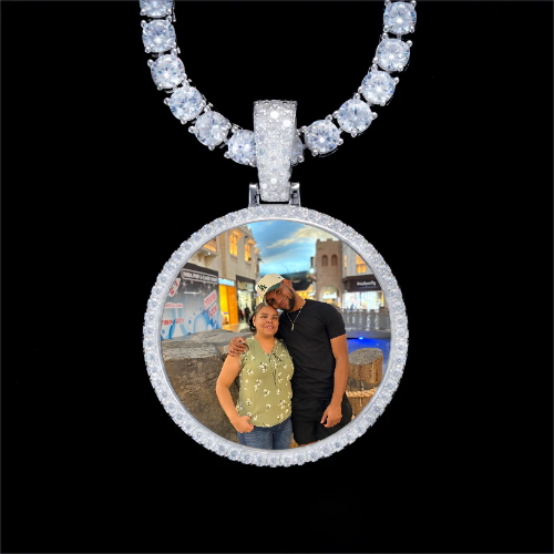 925S & VVS Moissanite 3D Circle Custom Picture Pendant