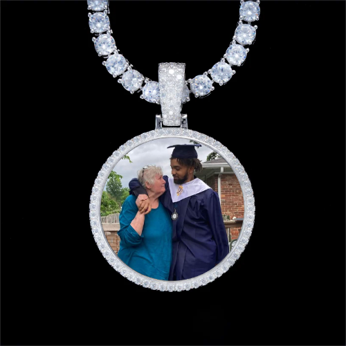 925S & VVS Moissanite 3D Circle Custom Picture Pendant