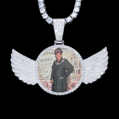 925S & VVS Moissanite 3D Wing Custom Picture Pendant