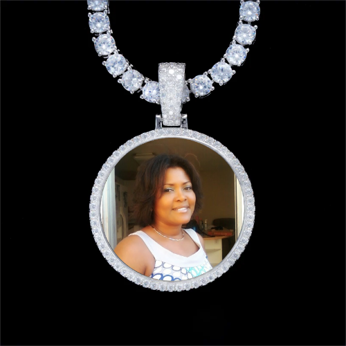 925S & VVS Moissanite 3D Circle Custom Picture Pendant