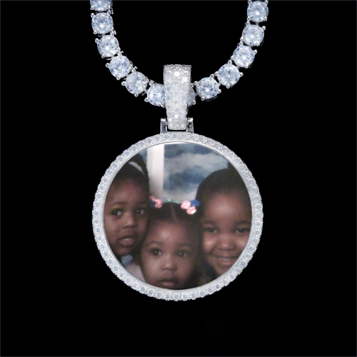 925S & VVS Moissanite 3D Circle Custom Picture Pendant