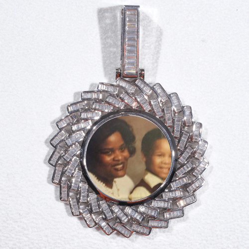Large 3D Baguette Custom Picture Pendant