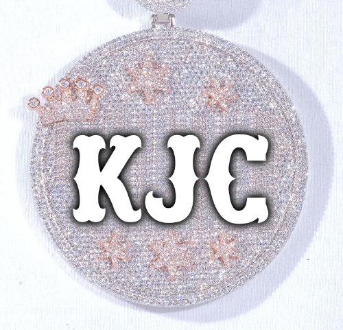 CUSTOM LETTER NECKLACE 3D BIG CROWN DISC