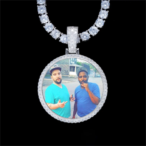 925S & VVS Moissanite 3D Circle Custom Picture Pendant