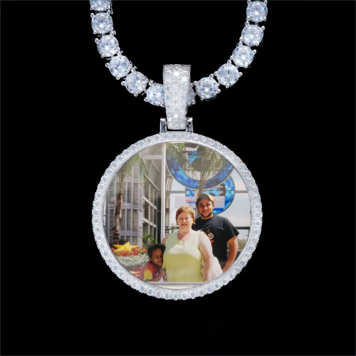925S & VVS Moissanite 3D Circle Custom Picture Pendant