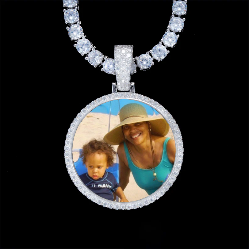 925S & VVS Moissanite 3D Circle Custom Picture Pendant