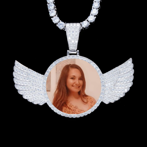 925S & VVS Moissanite 3D Wing Custom Picture Pendant