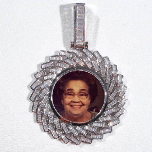 Large 3D Baguette Custom Picture Pendant