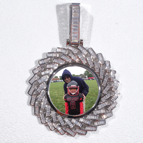 Large 3D Baguette Custom Picture Pendant