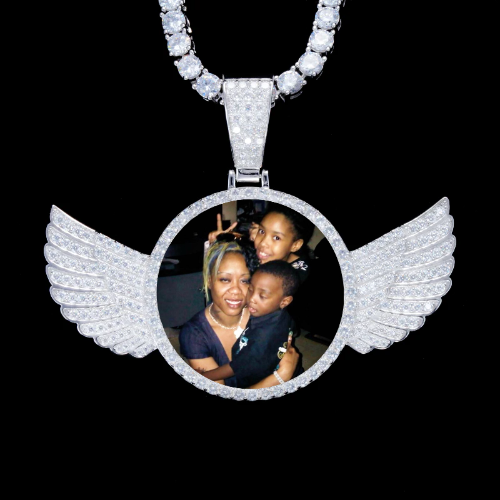 925S & VVS Moissanite 3D Wing Custom Picture Pendant