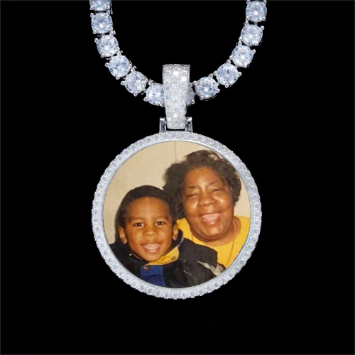 925S & VVS Moissanite 3D Circle Custom Picture Pendant